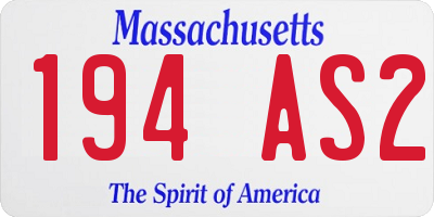 MA license plate 194AS2