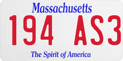 MA license plate 194AS3