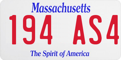 MA license plate 194AS4