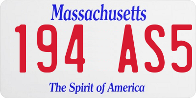 MA license plate 194AS5