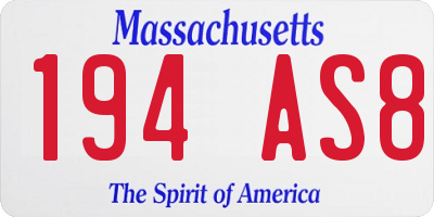 MA license plate 194AS8