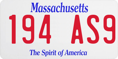 MA license plate 194AS9