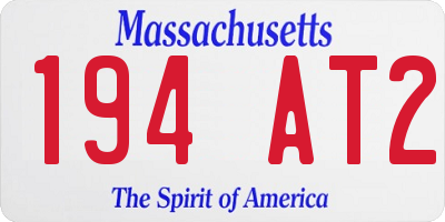 MA license plate 194AT2