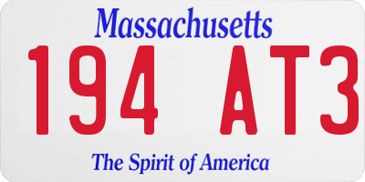 MA license plate 194AT3