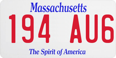 MA license plate 194AU6