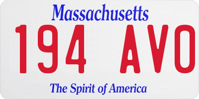 MA license plate 194AV0