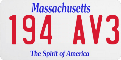 MA license plate 194AV3