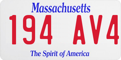 MA license plate 194AV4