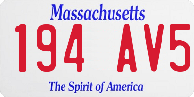MA license plate 194AV5