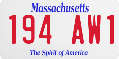 MA license plate 194AW1