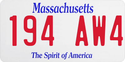 MA license plate 194AW4
