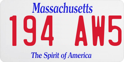 MA license plate 194AW5