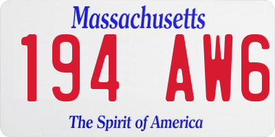 MA license plate 194AW6