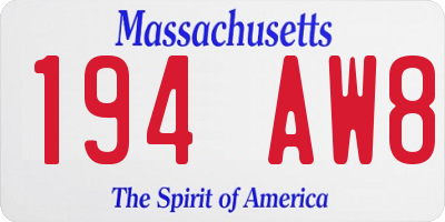 MA license plate 194AW8