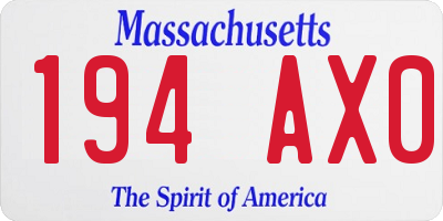 MA license plate 194AX0