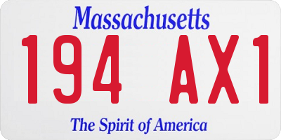MA license plate 194AX1
