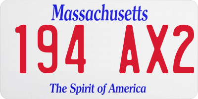 MA license plate 194AX2