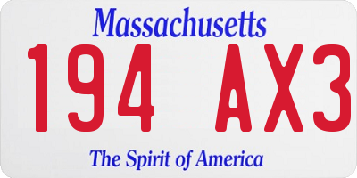 MA license plate 194AX3