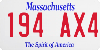 MA license plate 194AX4