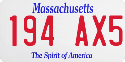 MA license plate 194AX5