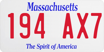 MA license plate 194AX7