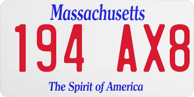 MA license plate 194AX8
