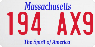 MA license plate 194AX9