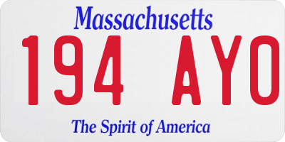 MA license plate 194AY0