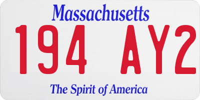 MA license plate 194AY2