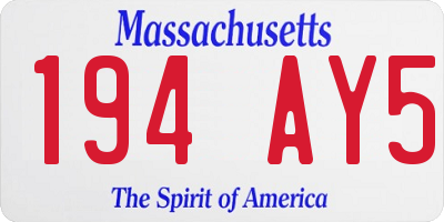 MA license plate 194AY5