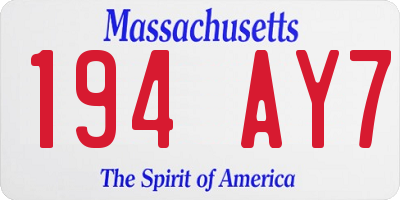 MA license plate 194AY7
