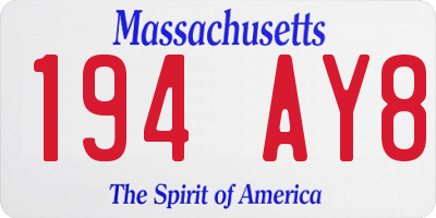 MA license plate 194AY8