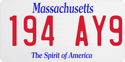 MA license plate 194AY9