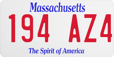 MA license plate 194AZ4
