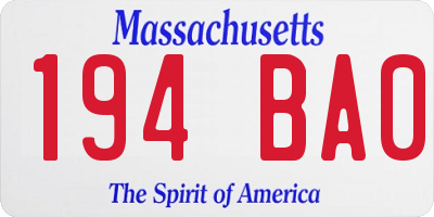 MA license plate 194BA0
