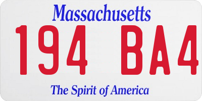 MA license plate 194BA4