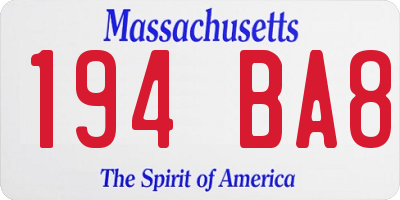 MA license plate 194BA8