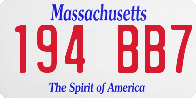 MA license plate 194BB7