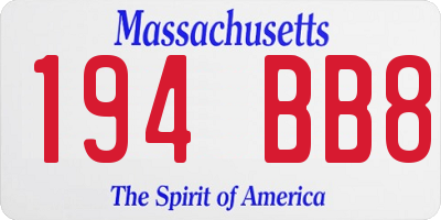 MA license plate 194BB8