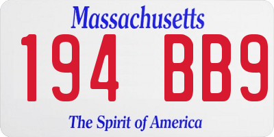 MA license plate 194BB9
