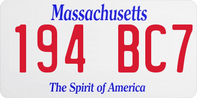 MA license plate 194BC7