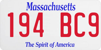 MA license plate 194BC9