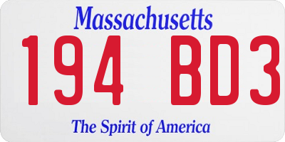 MA license plate 194BD3
