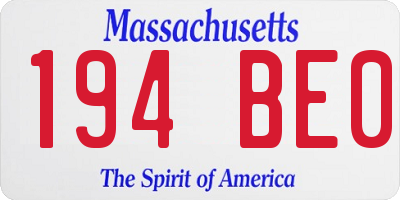 MA license plate 194BE0