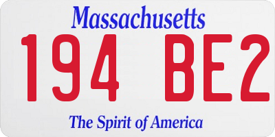 MA license plate 194BE2