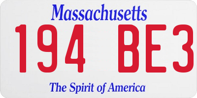 MA license plate 194BE3
