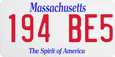 MA license plate 194BE5