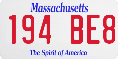 MA license plate 194BE8