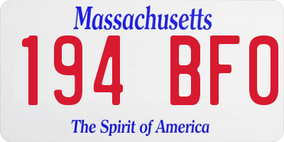 MA license plate 194BF0