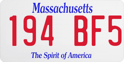 MA license plate 194BF5